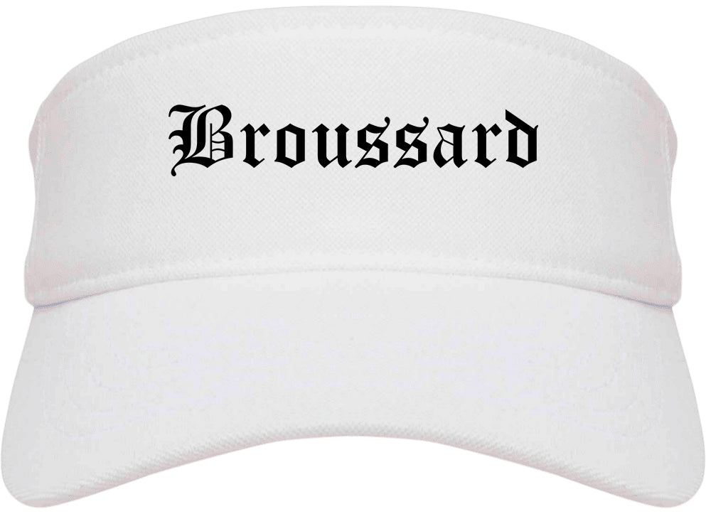 Broussard Louisiana LA Old English Mens Visor Cap Hat White