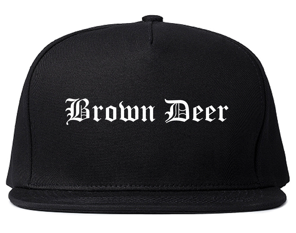 Brown Deer Wisconsin WI Old English Mens Snapback Hat Black