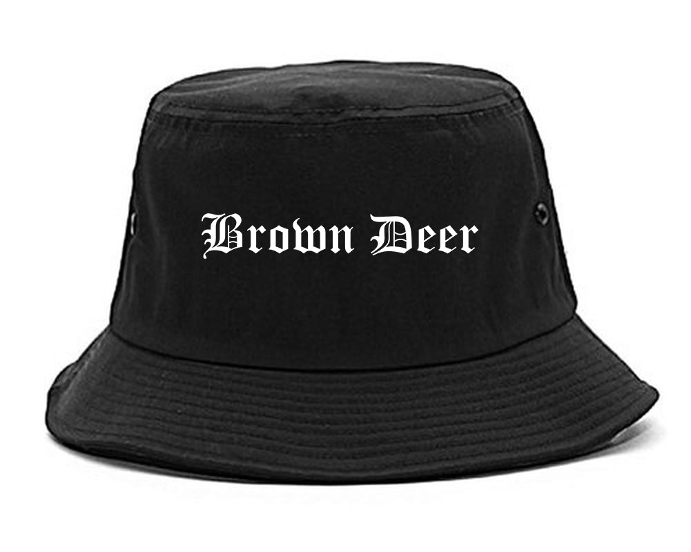 Brown Deer Wisconsin WI Old English Mens Bucket Hat Black