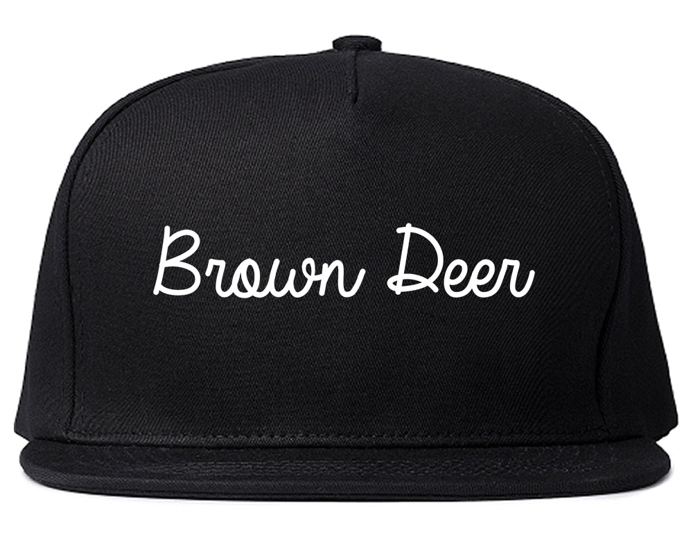 Brown Deer Wisconsin WI Script Mens Snapback Hat Black