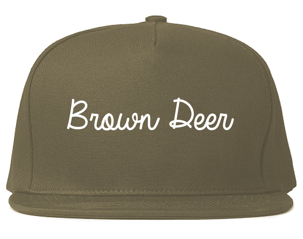 Brown Deer Wisconsin WI Script Mens Snapback Hat Grey