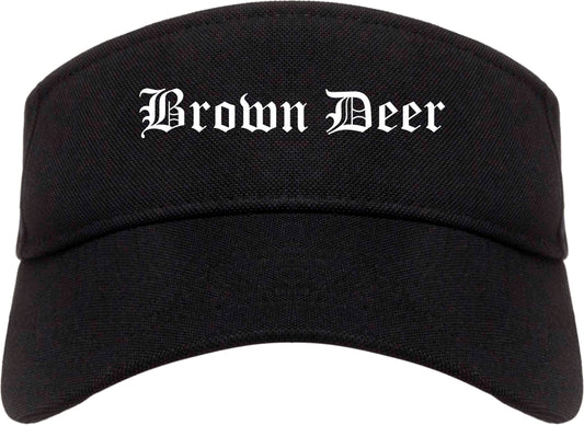 Brown Deer Wisconsin WI Old English Mens Visor Cap Hat Black