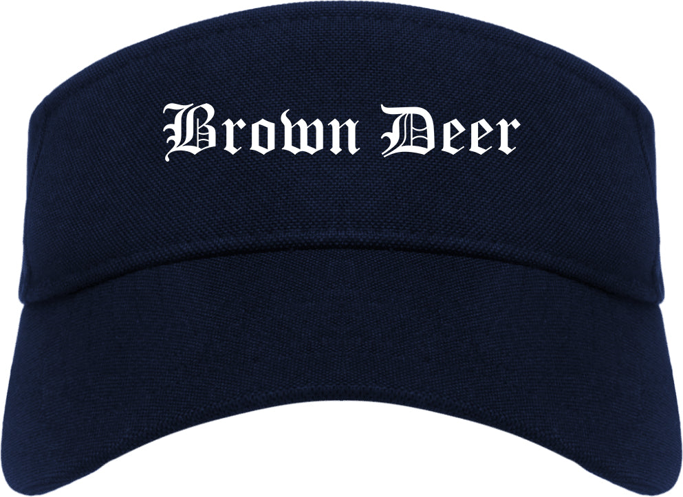 Brown Deer Wisconsin WI Old English Mens Visor Cap Hat Navy Blue
