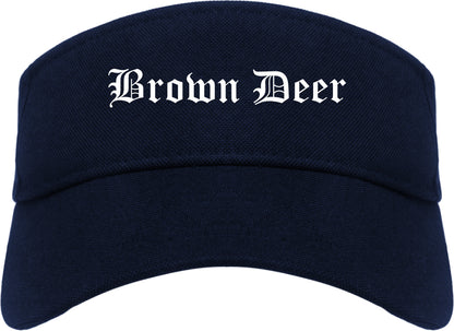Brown Deer Wisconsin WI Old English Mens Visor Cap Hat Navy Blue