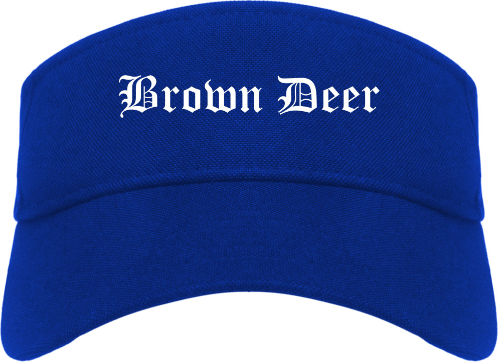 Brown Deer Wisconsin WI Old English Mens Visor Cap Hat Royal Blue