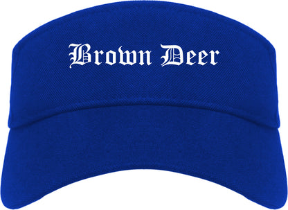 Brown Deer Wisconsin WI Old English Mens Visor Cap Hat Royal Blue