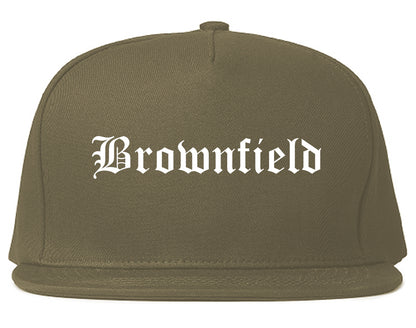 Brownfield Texas TX Old English Mens Snapback Hat Grey