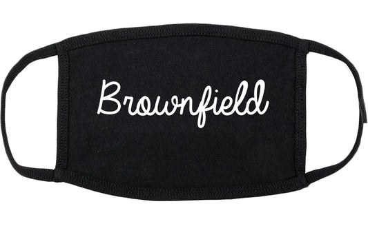 Brownfield Texas TX Script Cotton Face Mask Black