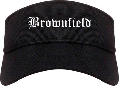 Brownfield Texas TX Old English Mens Visor Cap Hat Black