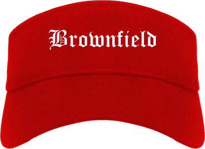 Brownfield Texas TX Old English Mens Visor Cap Hat Red