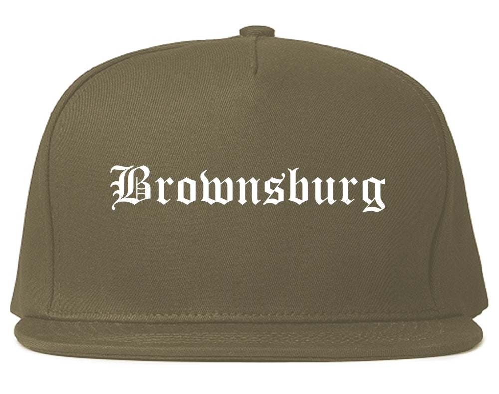 Brownsburg Indiana IN Old English Mens Snapback Hat Grey