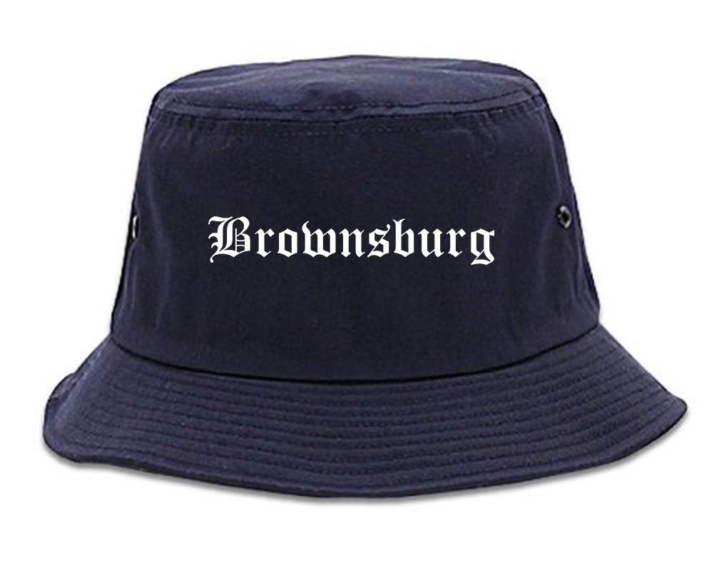 Brownsburg Indiana IN Old English Mens Bucket Hat Navy Blue