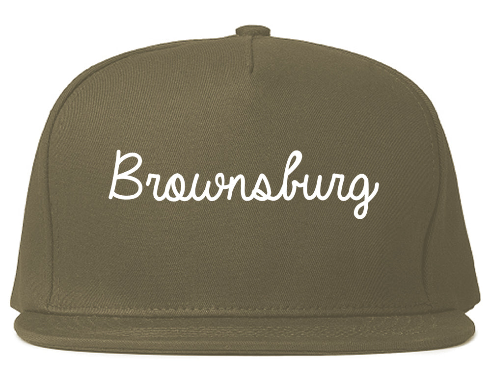 Brownsburg Indiana IN Script Mens Snapback Hat Grey