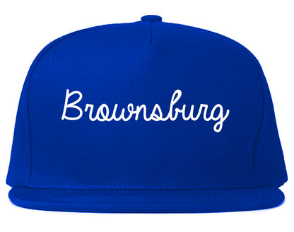 Brownsburg Indiana IN Script Mens Snapback Hat Royal Blue