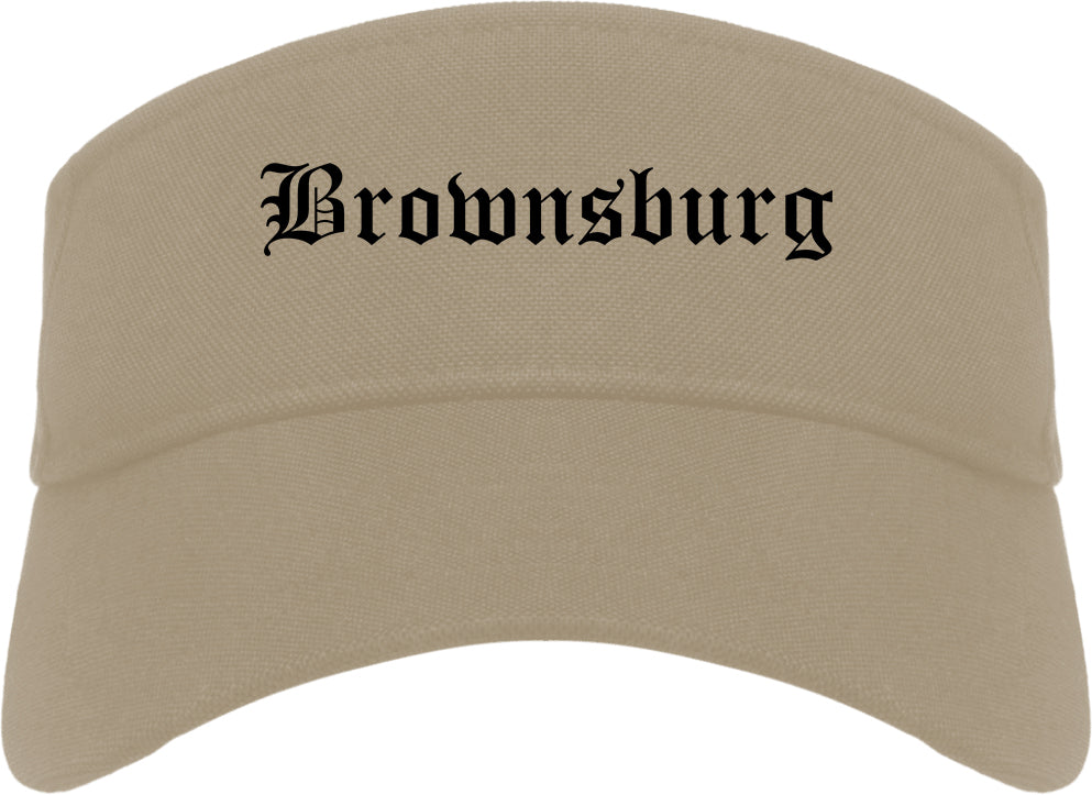 Brownsburg Indiana IN Old English Mens Visor Cap Hat Khaki