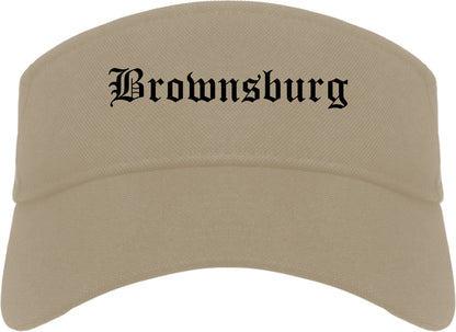 Brownsburg Indiana IN Old English Mens Visor Cap Hat Khaki