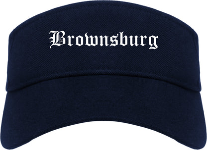 Brownsburg Indiana IN Old English Mens Visor Cap Hat Navy Blue