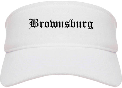 Brownsburg Indiana IN Old English Mens Visor Cap Hat White