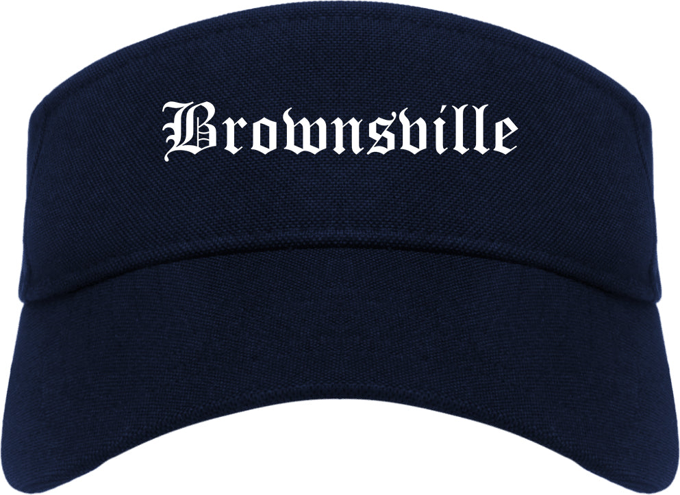 Brownsville Tennessee TN Old English Mens Visor Cap Hat Navy Blue