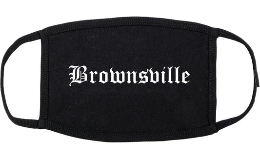 Brownsville Texas TX Old English Cotton Face Mask Black