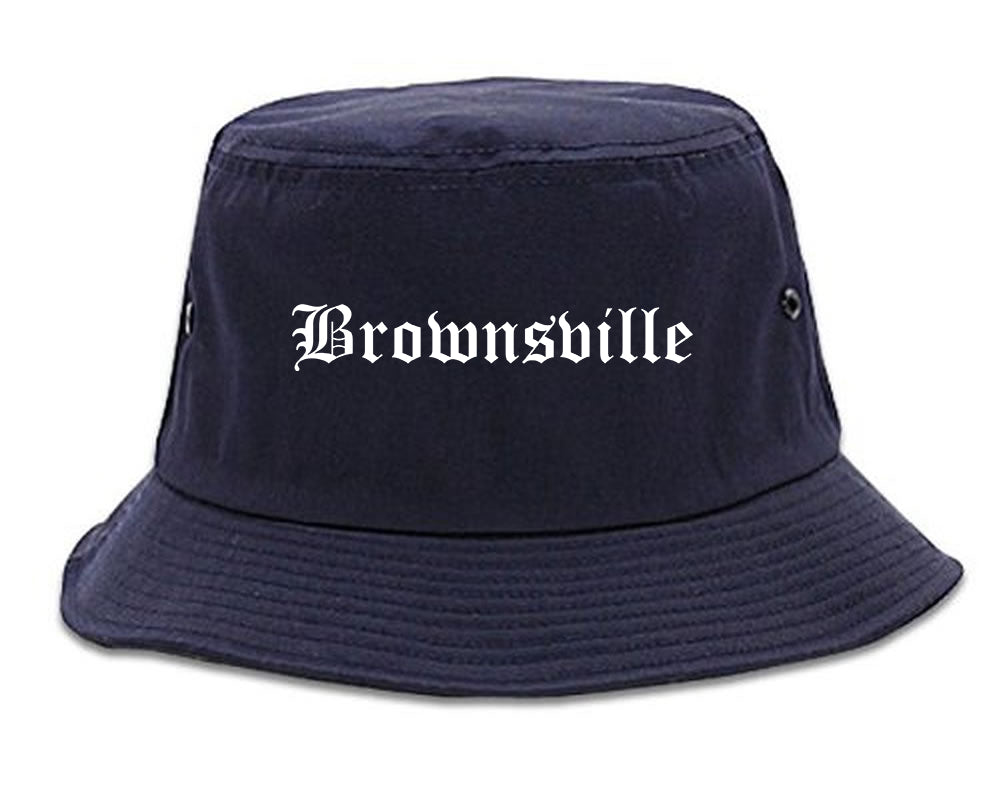 Brownsville Texas TX Old English Mens Bucket Hat Navy Blue