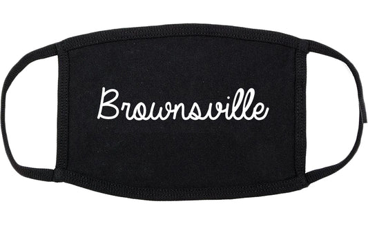 Brownsville Texas TX Script Cotton Face Mask Black