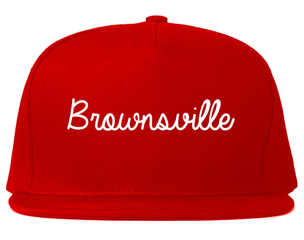 Brownsville Texas TX Script Mens Snapback Hat Red