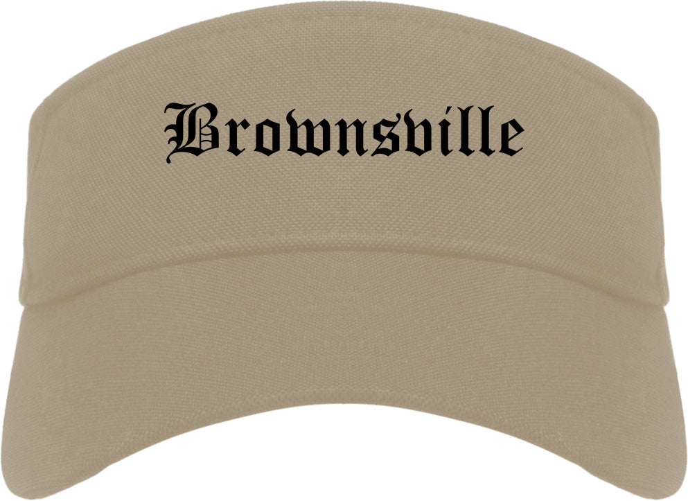 Brownsville Texas TX Old English Mens Visor Cap Hat Khaki