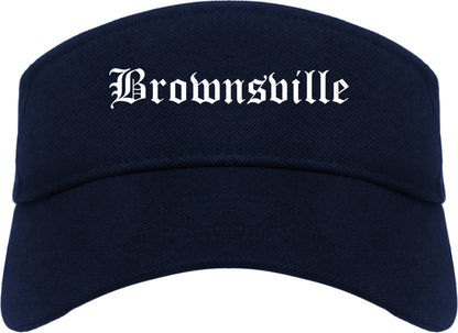 Brownsville Texas TX Old English Mens Visor Cap Hat Navy Blue
