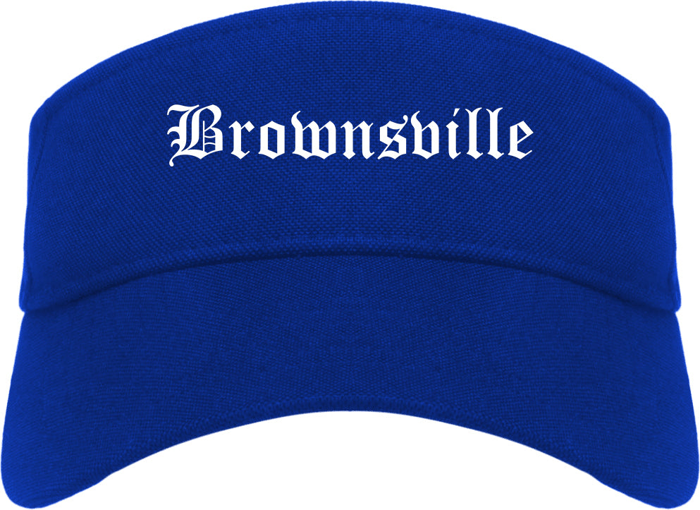 Brownsville Texas TX Old English Mens Visor Cap Hat Royal Blue