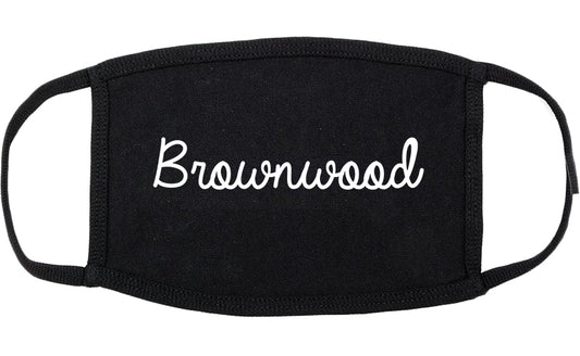 Brownwood Texas TX Script Cotton Face Mask Black