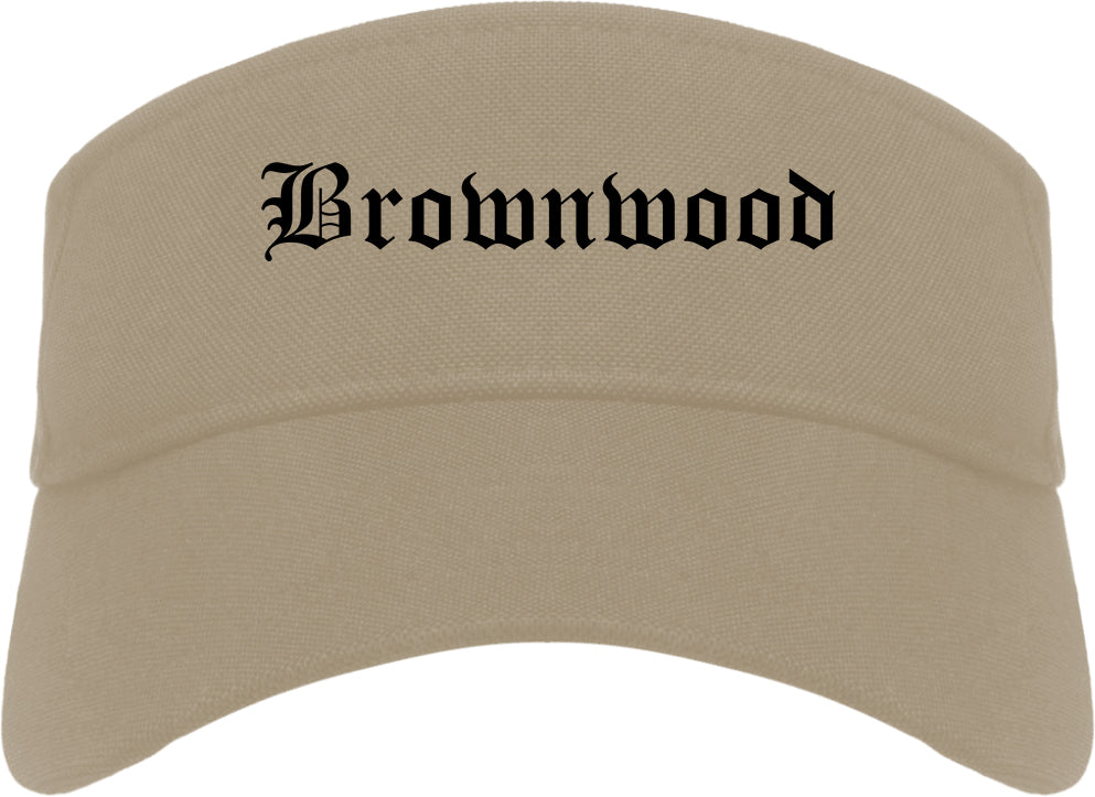 Brownwood Texas TX Old English Mens Visor Cap Hat Khaki