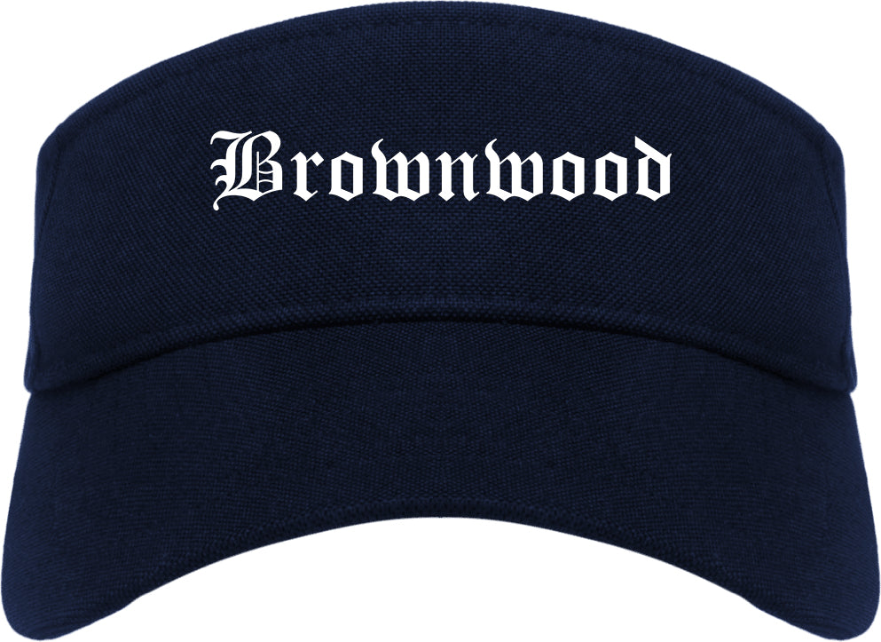 Brownwood Texas TX Old English Mens Visor Cap Hat Navy Blue
