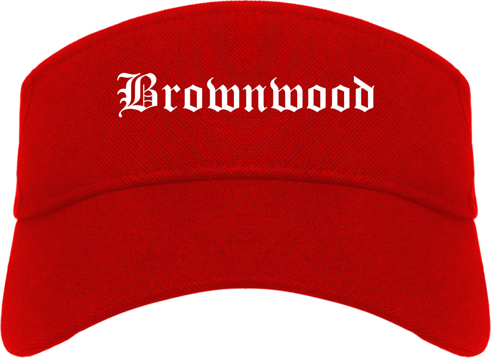 Brownwood Texas TX Old English Mens Visor Cap Hat Red