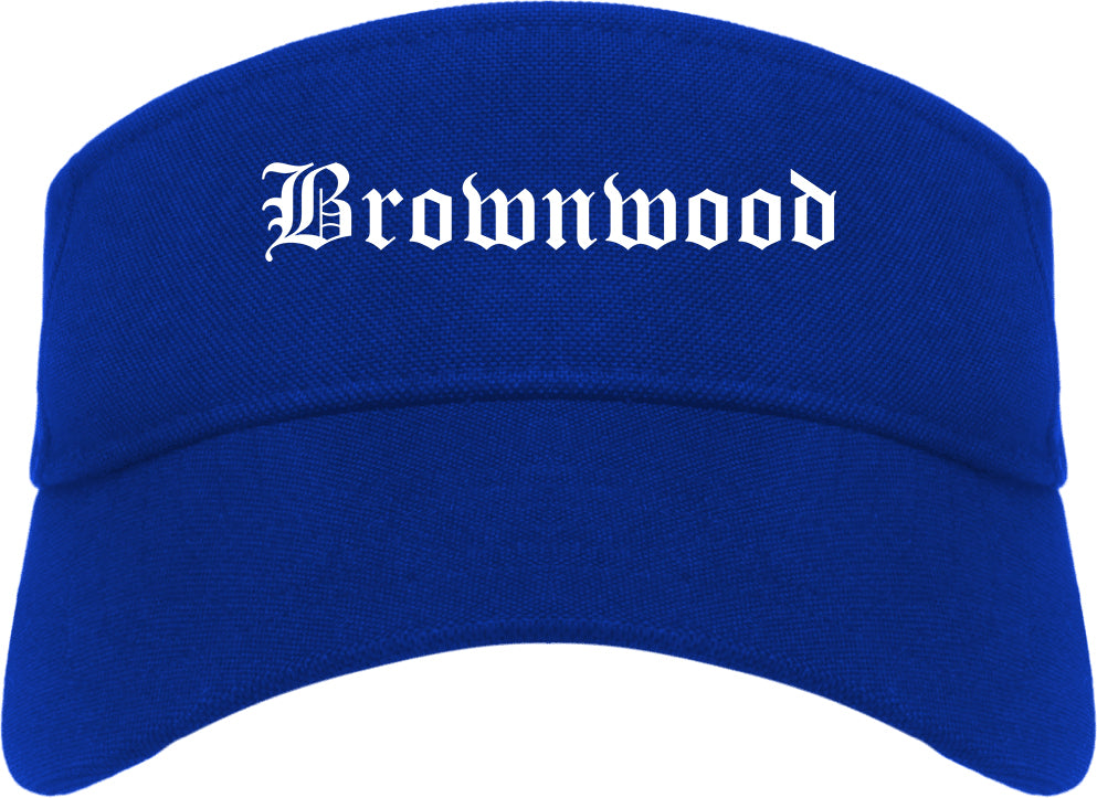 Brownwood Texas TX Old English Mens Visor Cap Hat Royal Blue