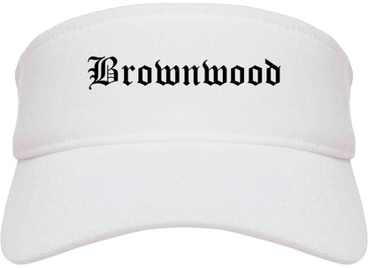 Brownwood Texas TX Old English Mens Visor Cap Hat White