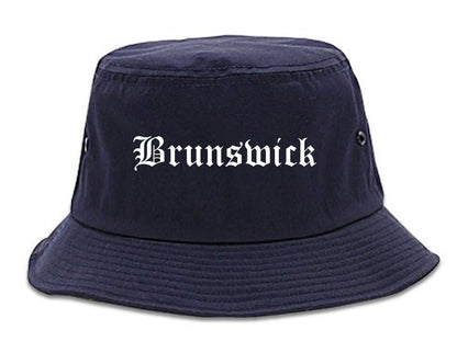 Brunswick Georgia GA Old English Mens Bucket Hat Navy Blue