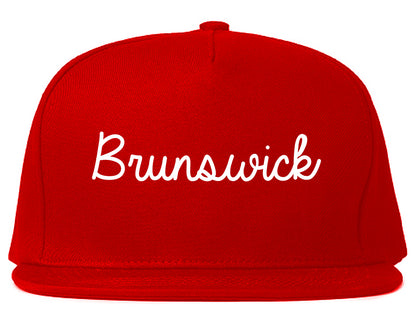 Brunswick Georgia GA Script Mens Snapback Hat Red