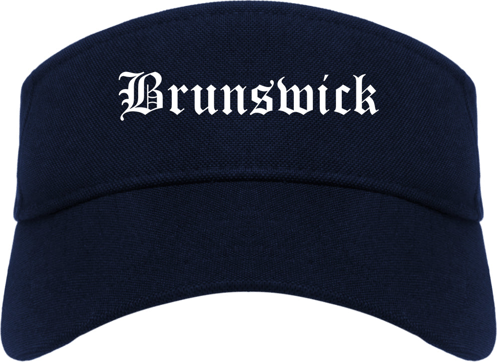 Brunswick Georgia GA Old English Mens Visor Cap Hat Navy Blue