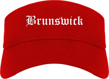 Brunswick Georgia GA Old English Mens Visor Cap Hat Red