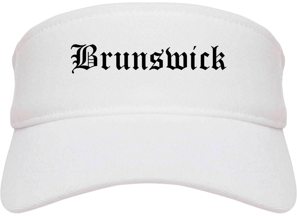 Brunswick Georgia GA Old English Mens Visor Cap Hat White