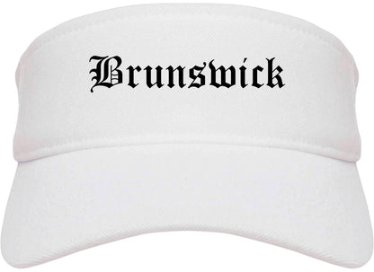 Brunswick Georgia GA Old English Mens Visor Cap Hat White