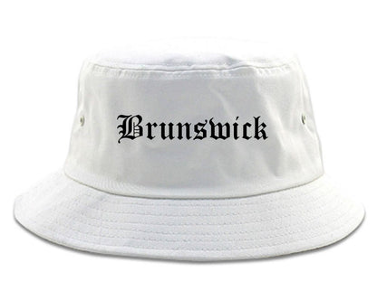 Brunswick Georgia GA Old English Mens Bucket Hat White