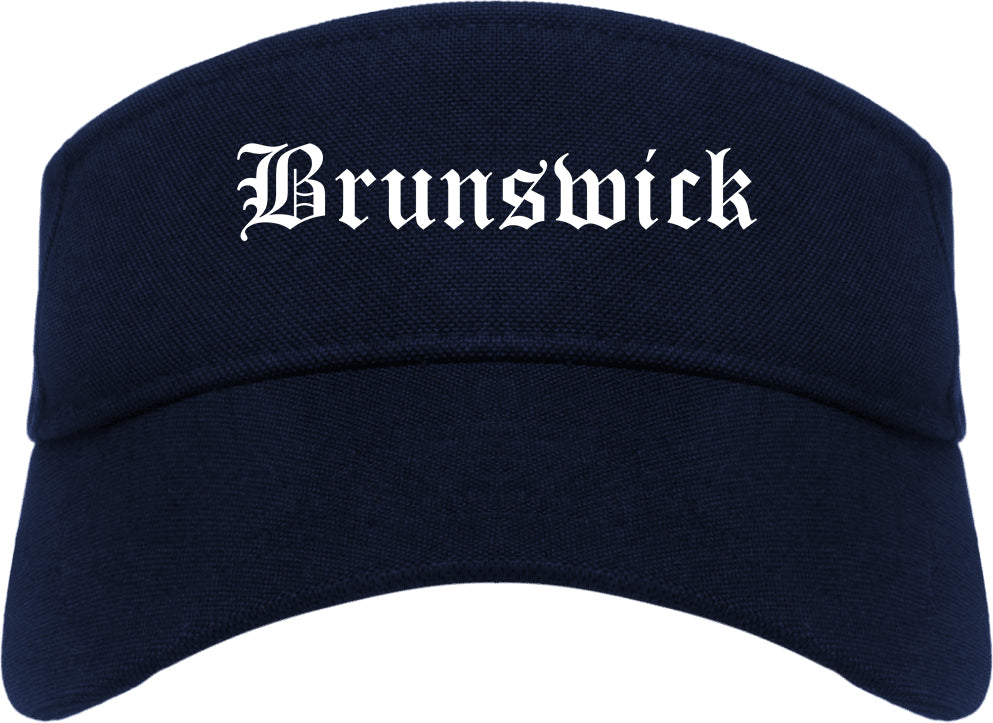 Brunswick Ohio OH Old English Mens Visor Cap Hat Navy Blue