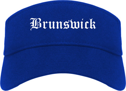 Brunswick Ohio OH Old English Mens Visor Cap Hat Royal Blue