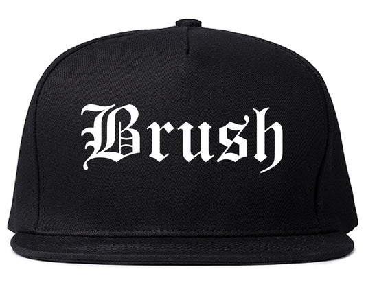 Brush Colorado CO Old English Mens Snapback Hat Black