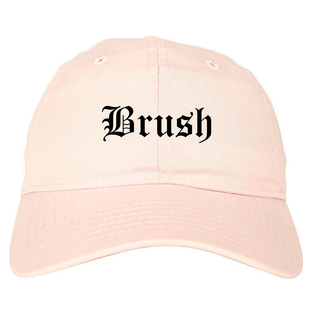 Brush Colorado CO Old English Mens Dad Hat Baseball Cap Pink