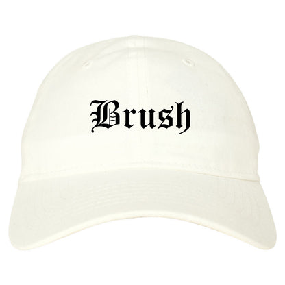Brush Colorado CO Old English Mens Dad Hat Baseball Cap White