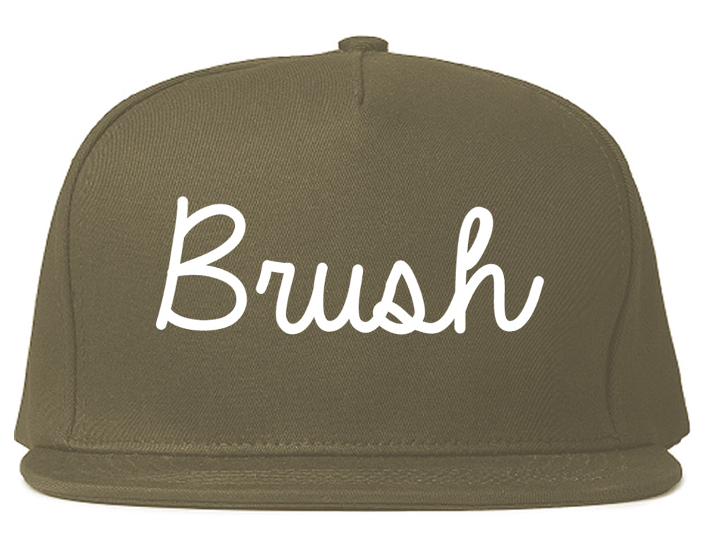 Brush Colorado CO Script Mens Snapback Hat Grey