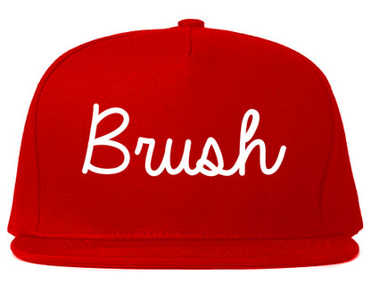 Brush Colorado CO Script Mens Snapback Hat Red